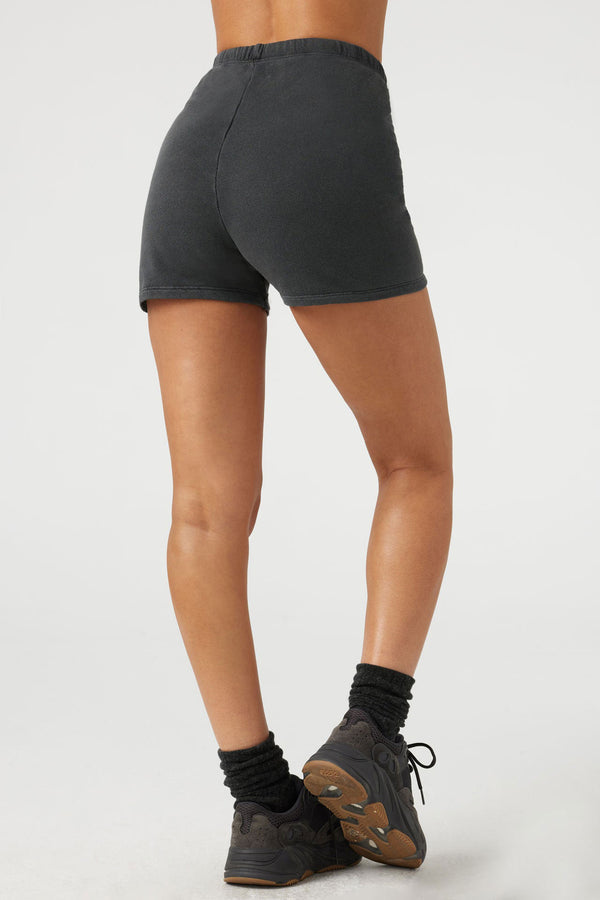JOAH BROWN FITTED SWEAT SHORTS WASHED BLACK - 8586