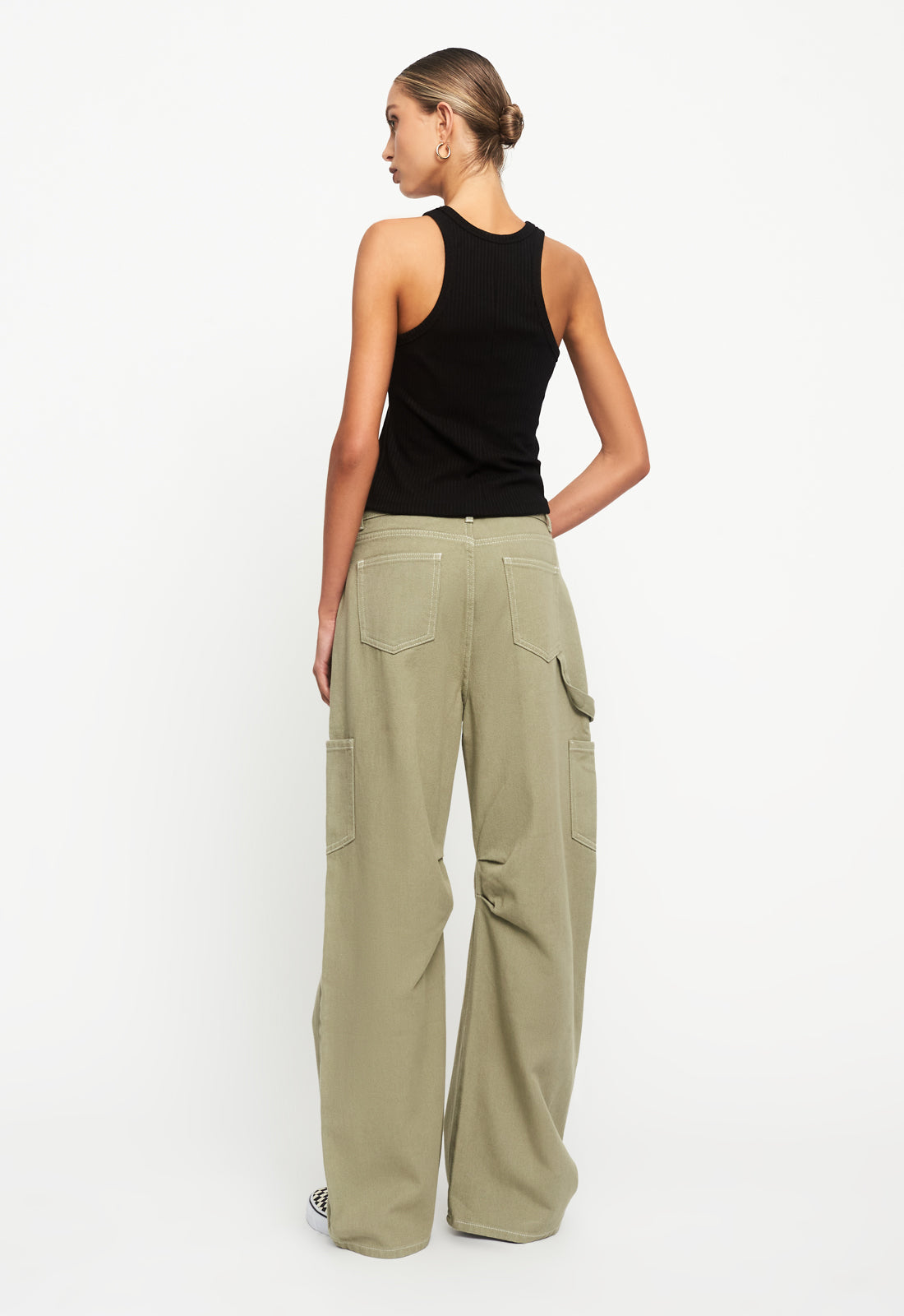 LIONESS MIAMI VICE PANT OLIVE GREEN - 8586 (back view on model)