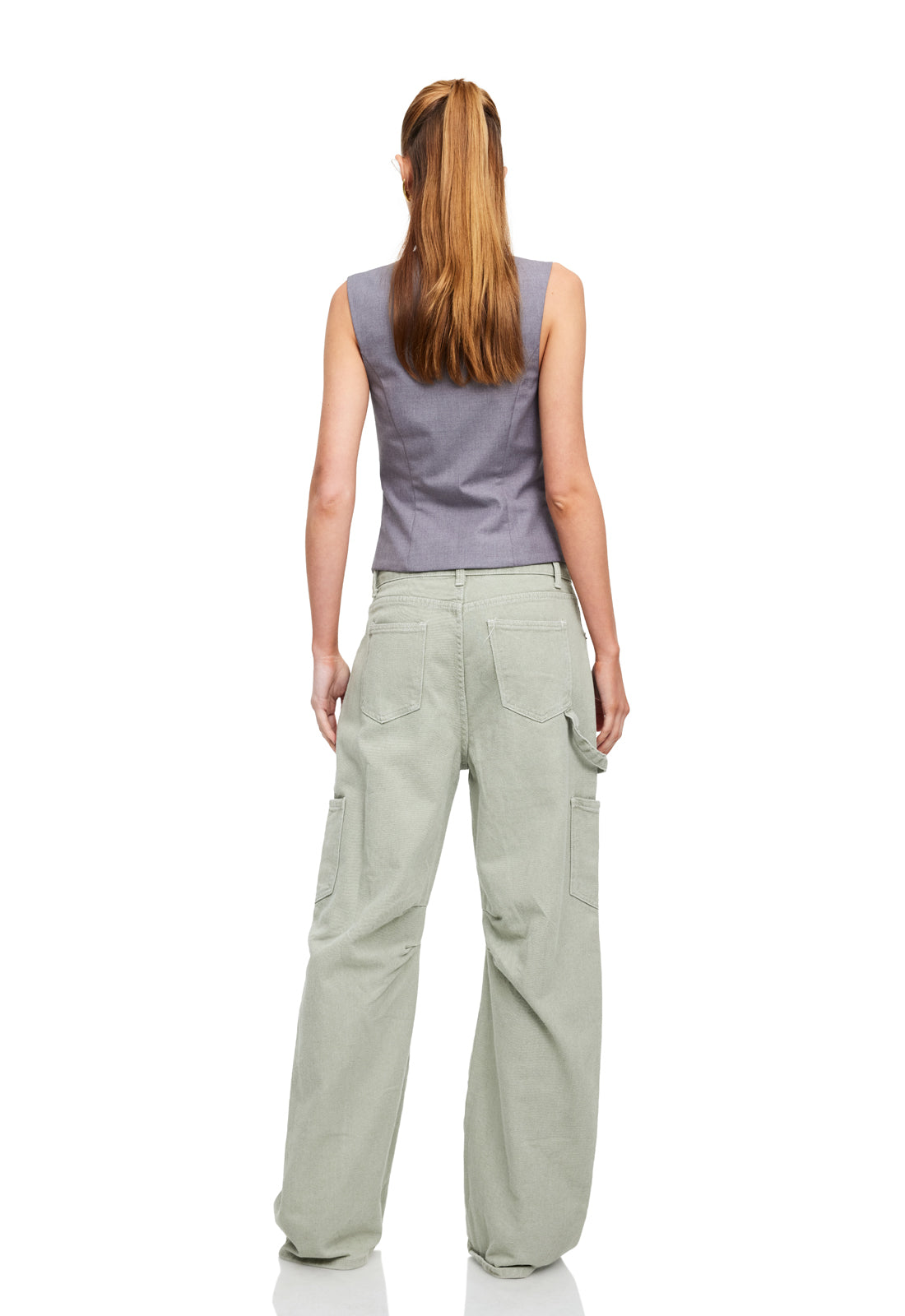 LIONESS: CINCO FITTED VEST SLATE (back view on model)