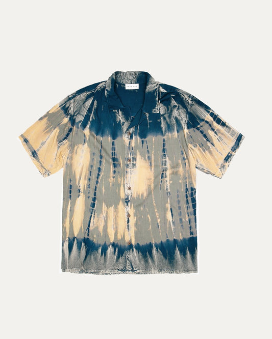 RAGAMAN SHORT SLEEVE TIE DYE BUTTON UP SHIRT - 8586