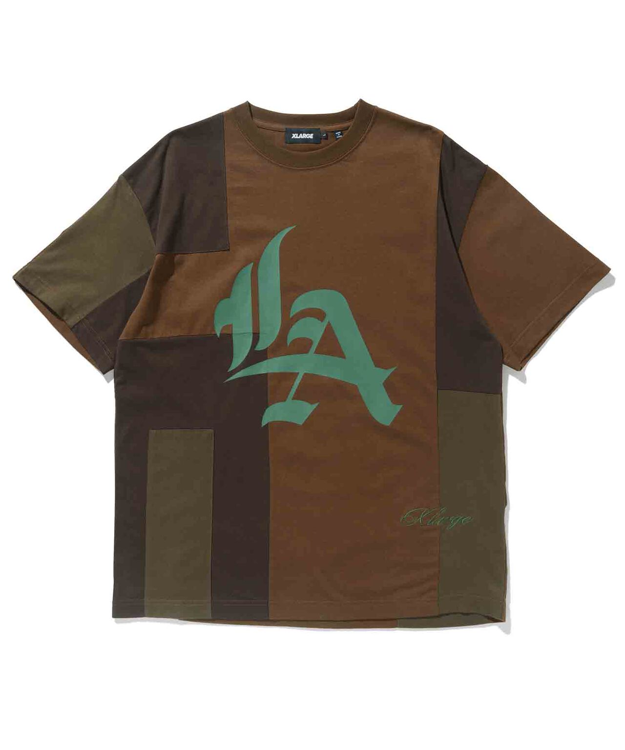 XLARGE PATCHWORK SHORT SLEEVE TEE BROWN - 8586