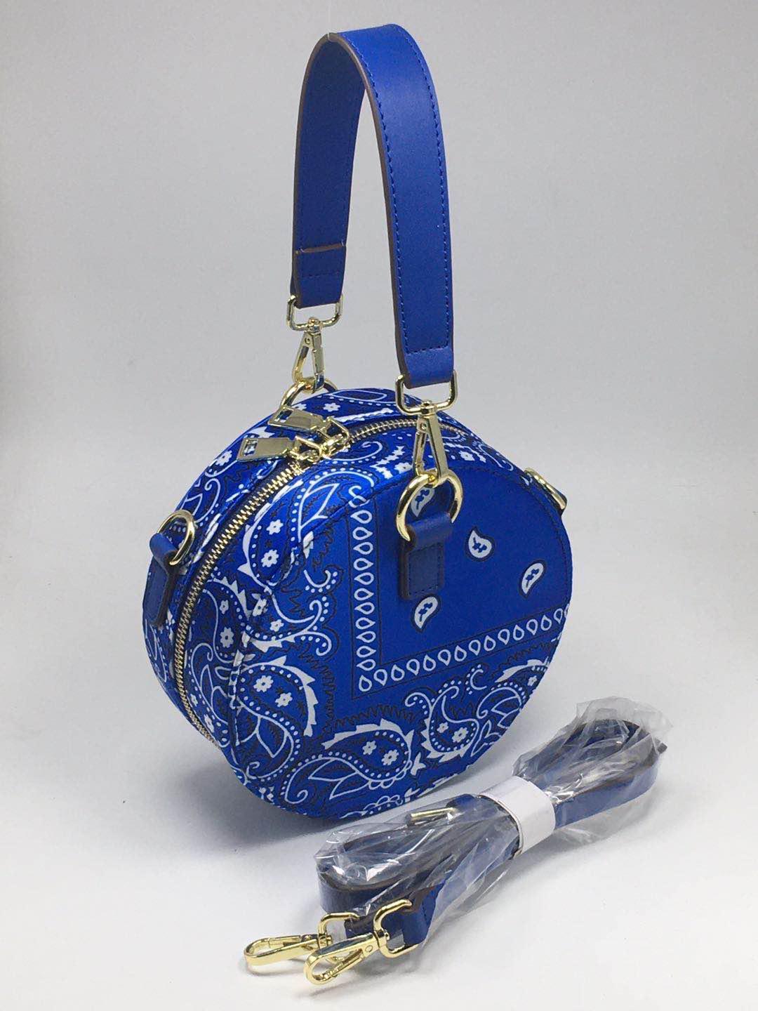 WOMENS CIRCLE BLUE BANDANA PURSE - 8586