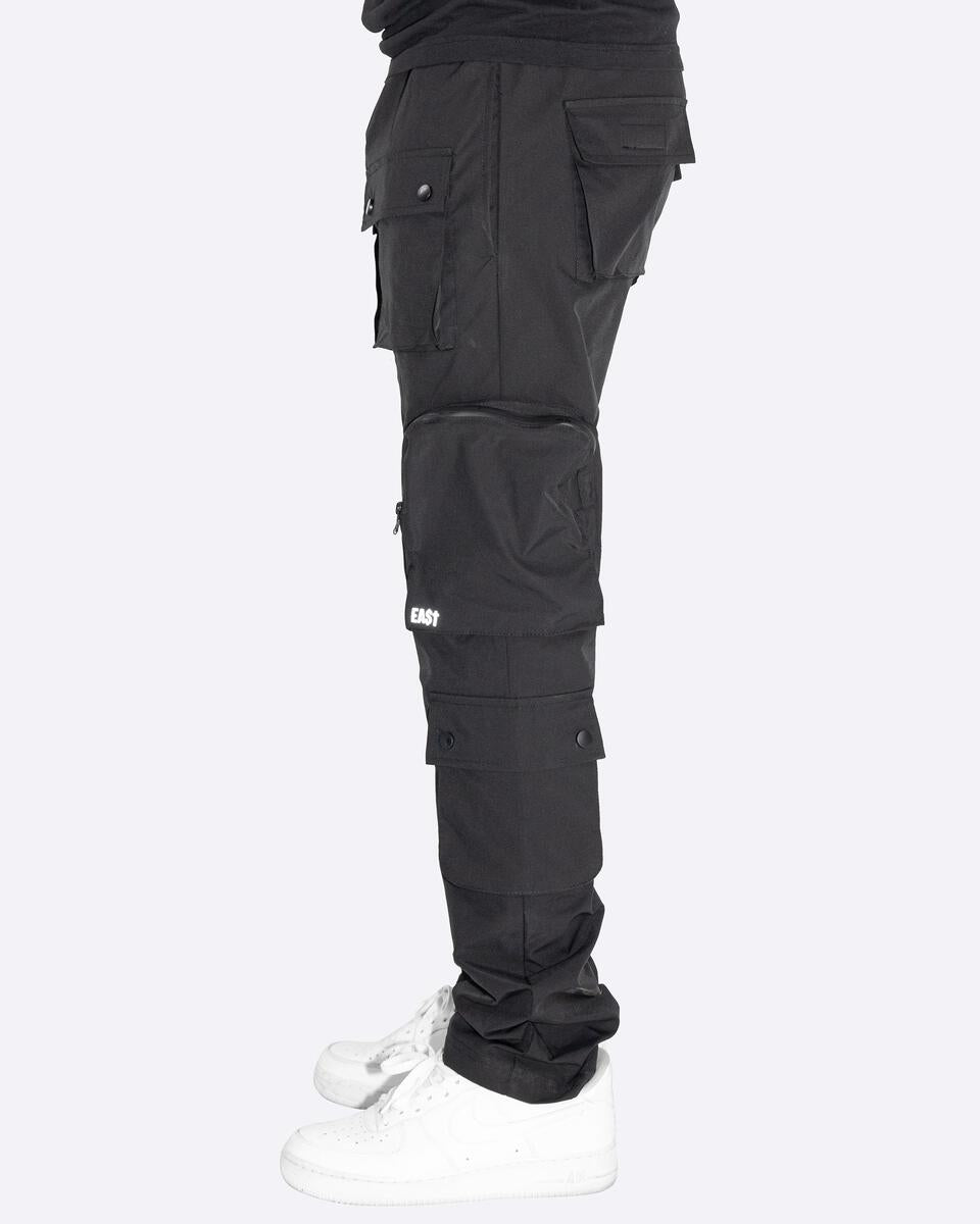 EPTM MENS BLACK NYLON CARGO PANTS - 8586 (side view)