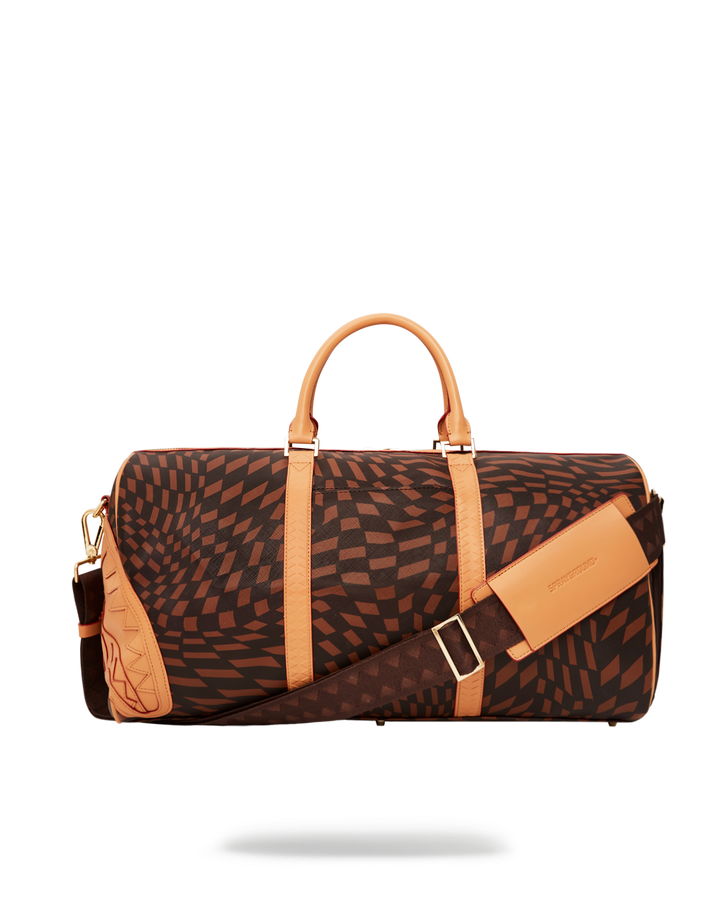 SPRAYGROUND SHARKS IN PARIS BROWN DAMIER DUFFLE BAG - 8586