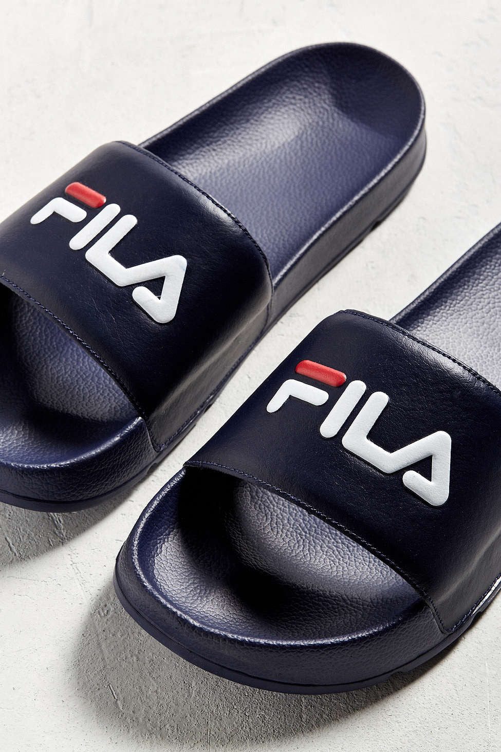 FILA HERITAGE: DRIFTER NAVY SLIDE SANDALS - 85 86 eightyfiveightysix