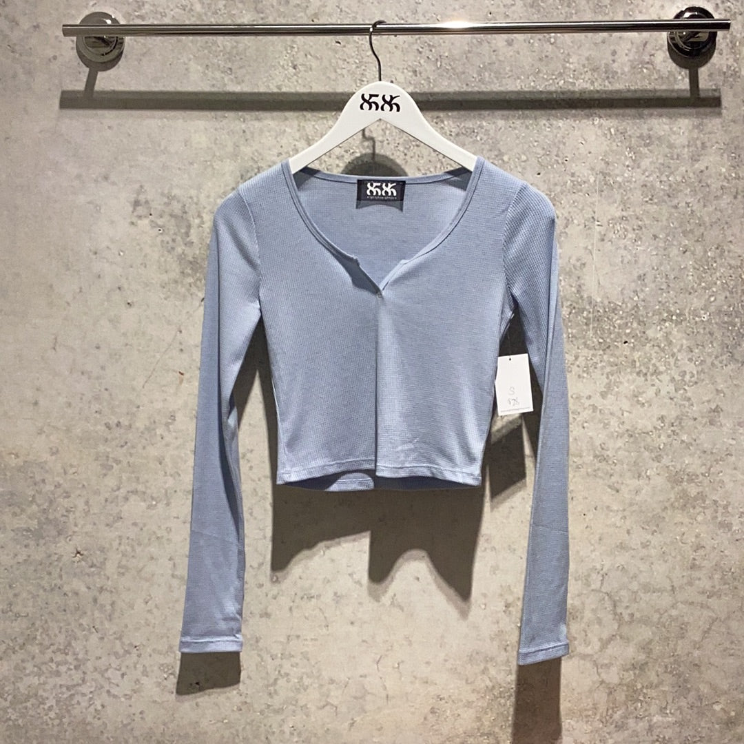 8586: THERMAL LOUNGING LONG SLEEVE CROP blue 