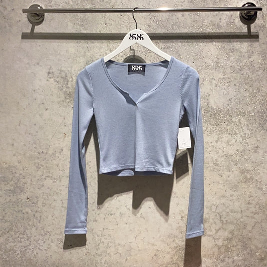 8586: THERMAL LOUNGING LONG SLEEVE CROP blue 