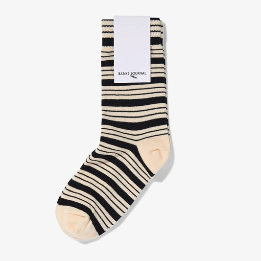 BANKS JOURNAL:  HIGHWAY STRIPED SOCK (cream and black)