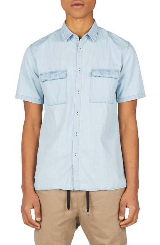 ZANEROBE: SHORT SLEEVE DENIM SHIRT - 85 86 eightyfiveightysix