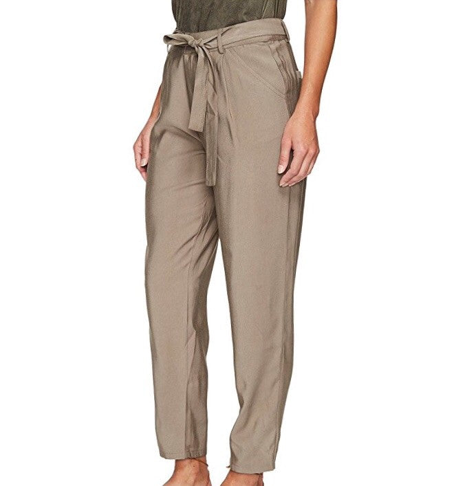 BISHOP + YOUNG: OLIVE GREEN PAPERBAG HIGH RISE PANTS - 85 86 eightyfiveightysix