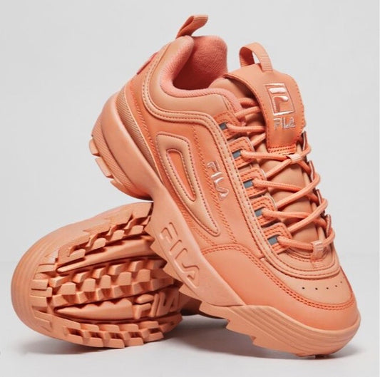 FILA DISRUPTOR II PREMIUM ORANGE LEATHER SNEAKER SHOES - 8586 