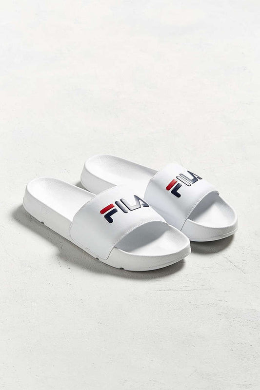 FILA HERITAGE: DRIFTER WHITE SLIDE SANDALS - 85 86 eightyfiveightysix