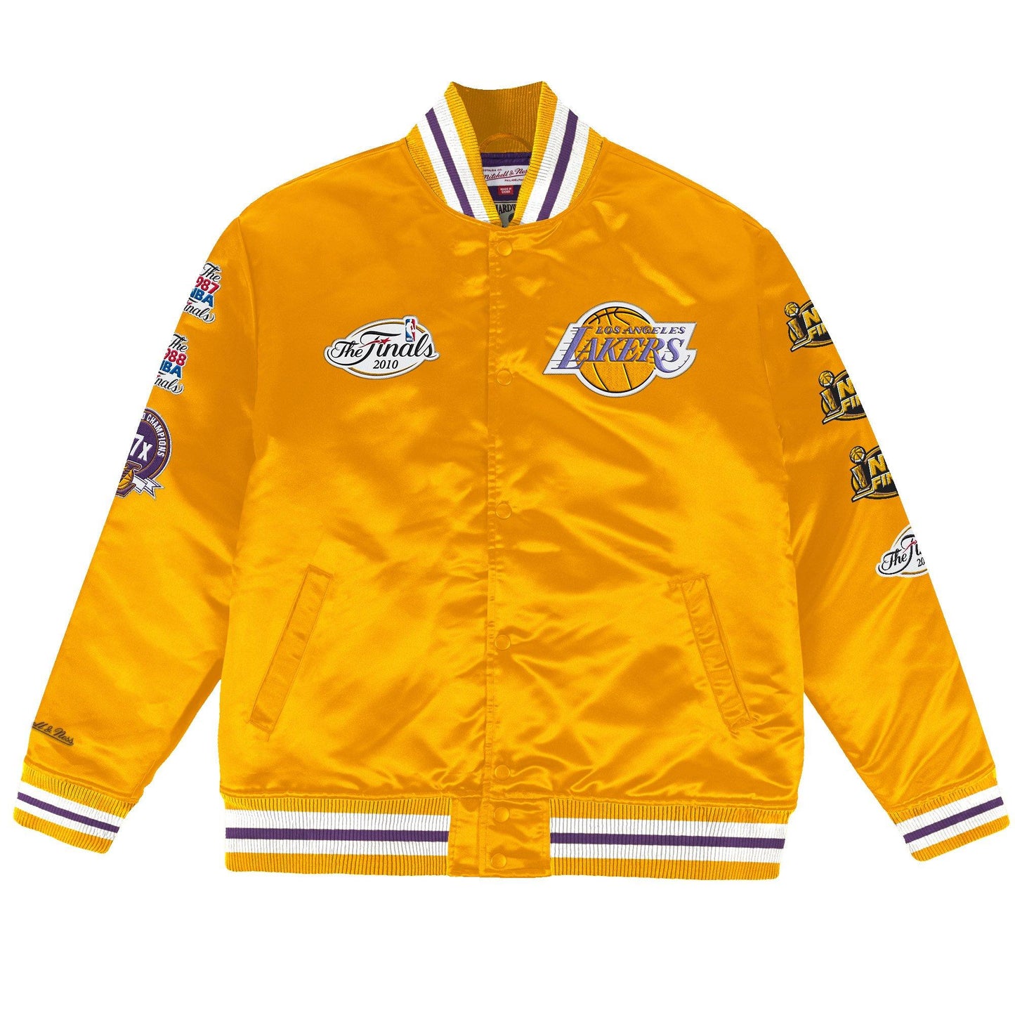 MITCHELL & NESS: Men's Los Angeles Lakers Champ City Patches Satin Jacket