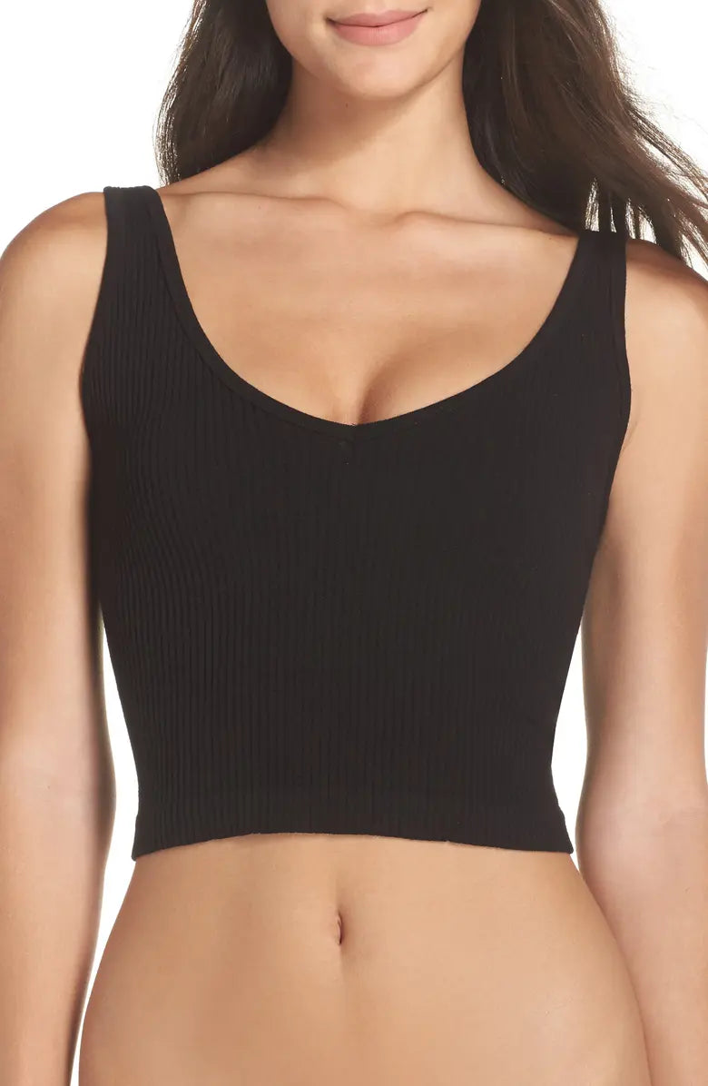 FREE PEOPLE: SOLID BRAMI RIB CROP TOP BLACK