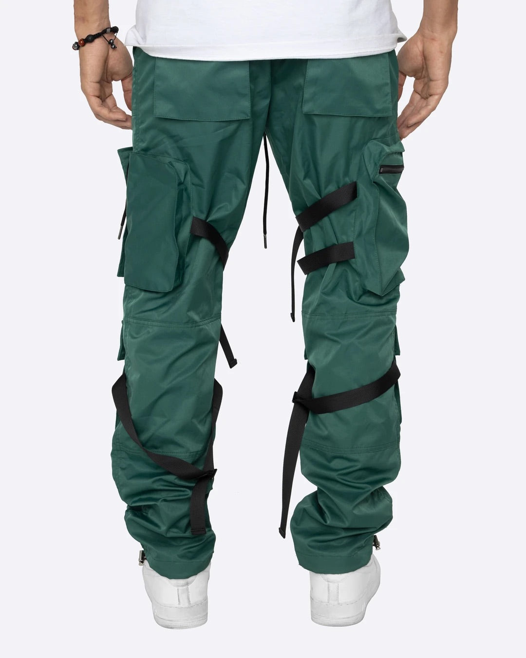 mens eptm teal green strap cargo pants - 8586