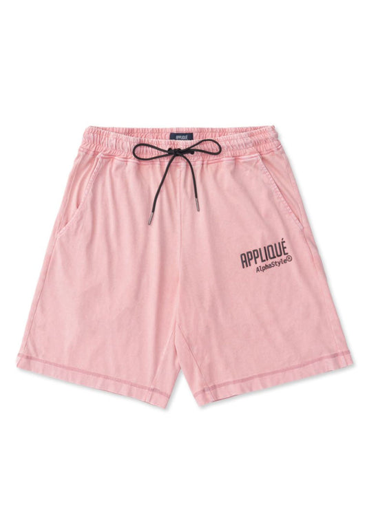 ALPHASTYLE mens pink mineral wash shorts - 8586