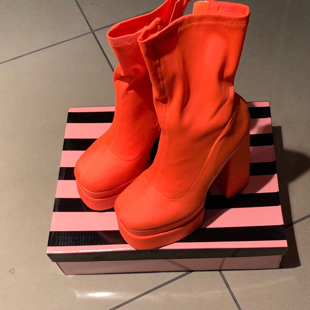 BOHO: ORANGE PLATFORM BOOTS