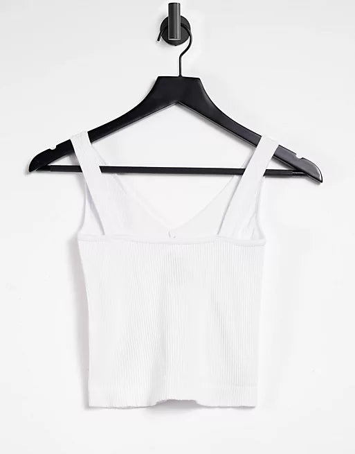 FREE PEOPLE: SOLID BRAMI RIB CROP TOP WHITE