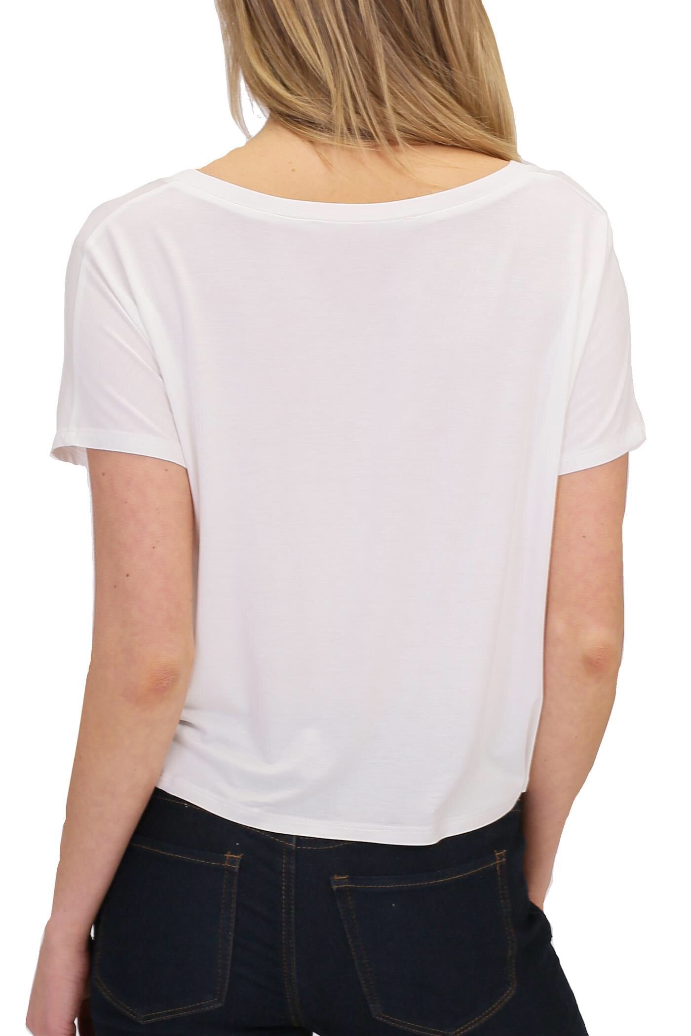 BASICS: white V-NECK TIE KNOT CROP TOP - 85 86 eightyfiveightysix