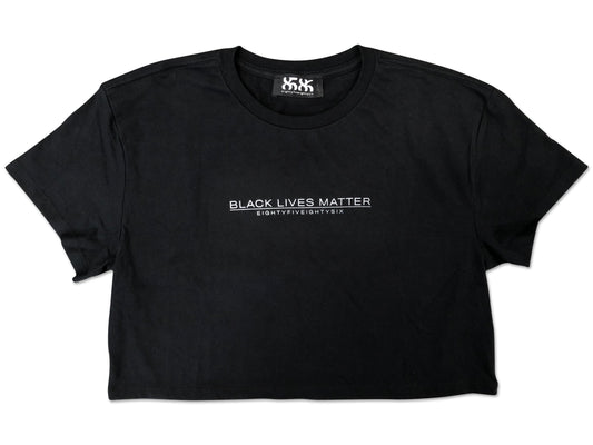 black lives matter womens cropped tee - 8586 (black front view)