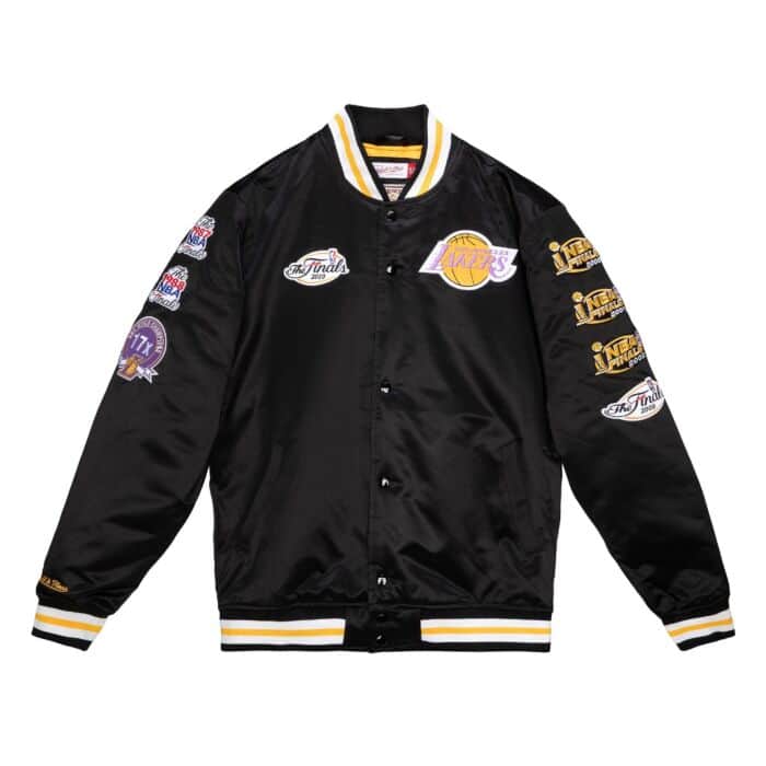 MITCHELL & NESS: Men's Los Angeles Lakers Champ City Patches Satin Jacket