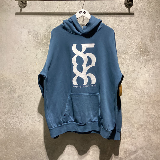 8586:UNISEX BIG LOGO HOODIE blue