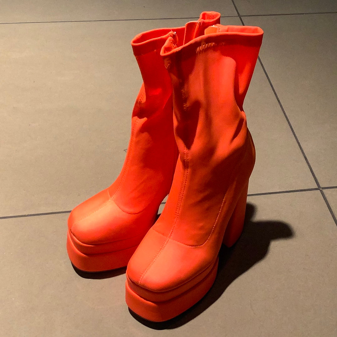 BOHO: ORANGE PLATFORM BOOTS