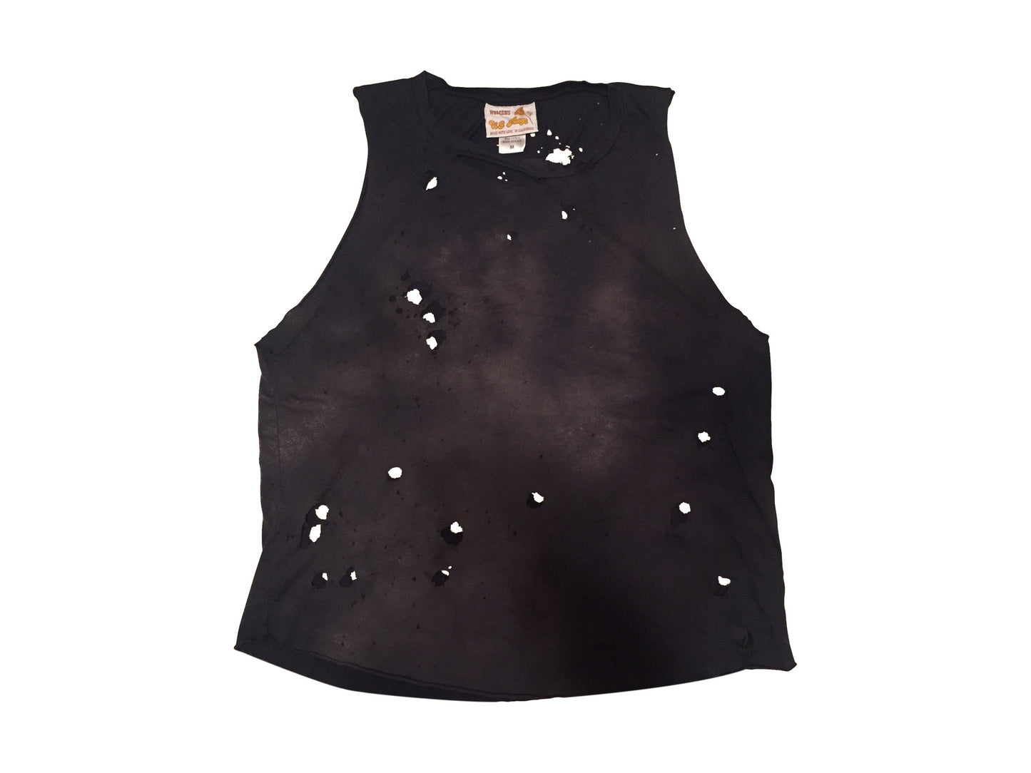 US RAGS :  DESTROYED VINTAGE BLACK TANK TOP - 85 86 eightyfiveightysix
