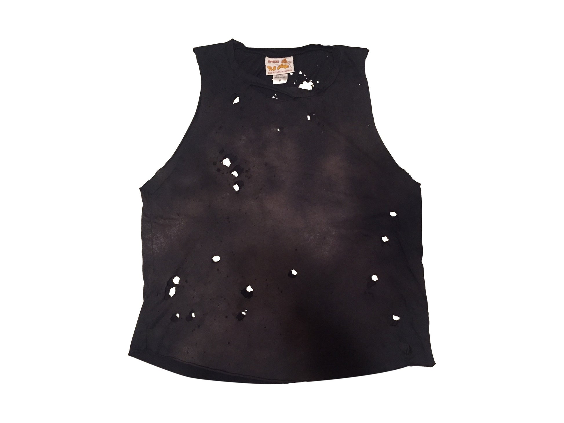 US RAGS :  DESTROYED VINTAGE BLACK TANK TOP - 85 86 eightyfiveightysix