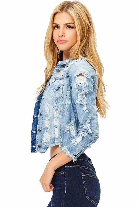 BOHO: DESTRUCTED DENIM JACKET - 85 86 eightyfiveightysix
