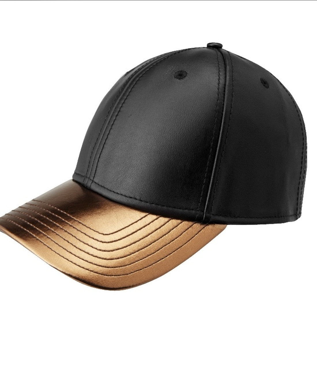GENTS : BLACK AND GOLD LEATHER HAT - 85 86 eightyfiveightysix