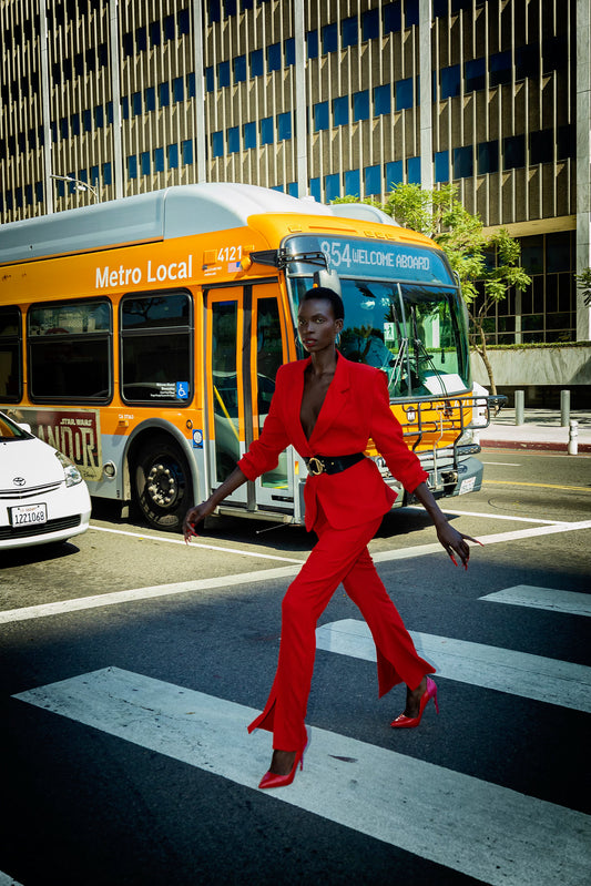 BEULAH: Red Pant Suit ( on model)