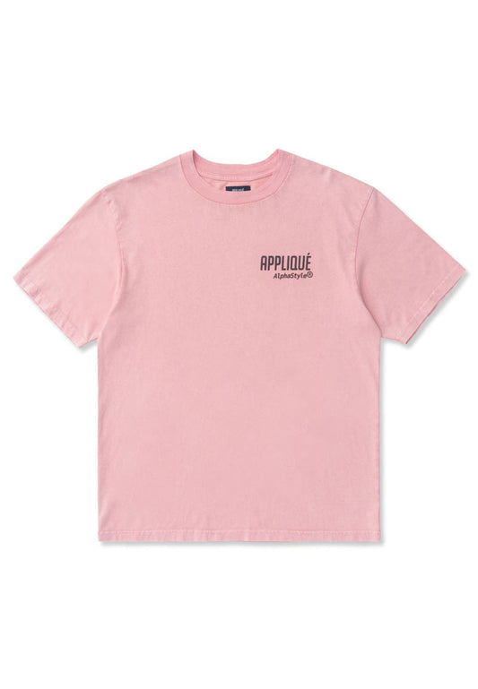 ALPHASTYLE: APPLIQUÉ MINERAL WASH T-SHIRT