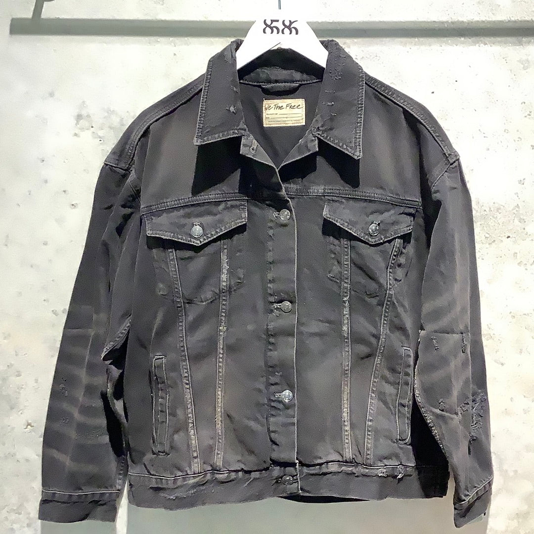 FREE PEOPLE JOLINE TRUCKER JACKET WASHED BLACK