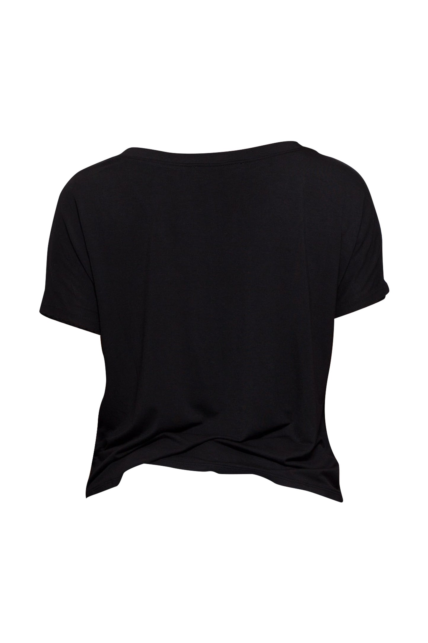 BASICS: black V-NECK TIE KNOT CROP TOP - 85 86 eightyfiveightysix