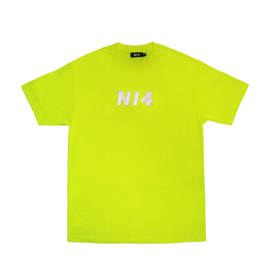 NI4: NEON YELLOW REFLECTIVE TEE ( flat lay view front)