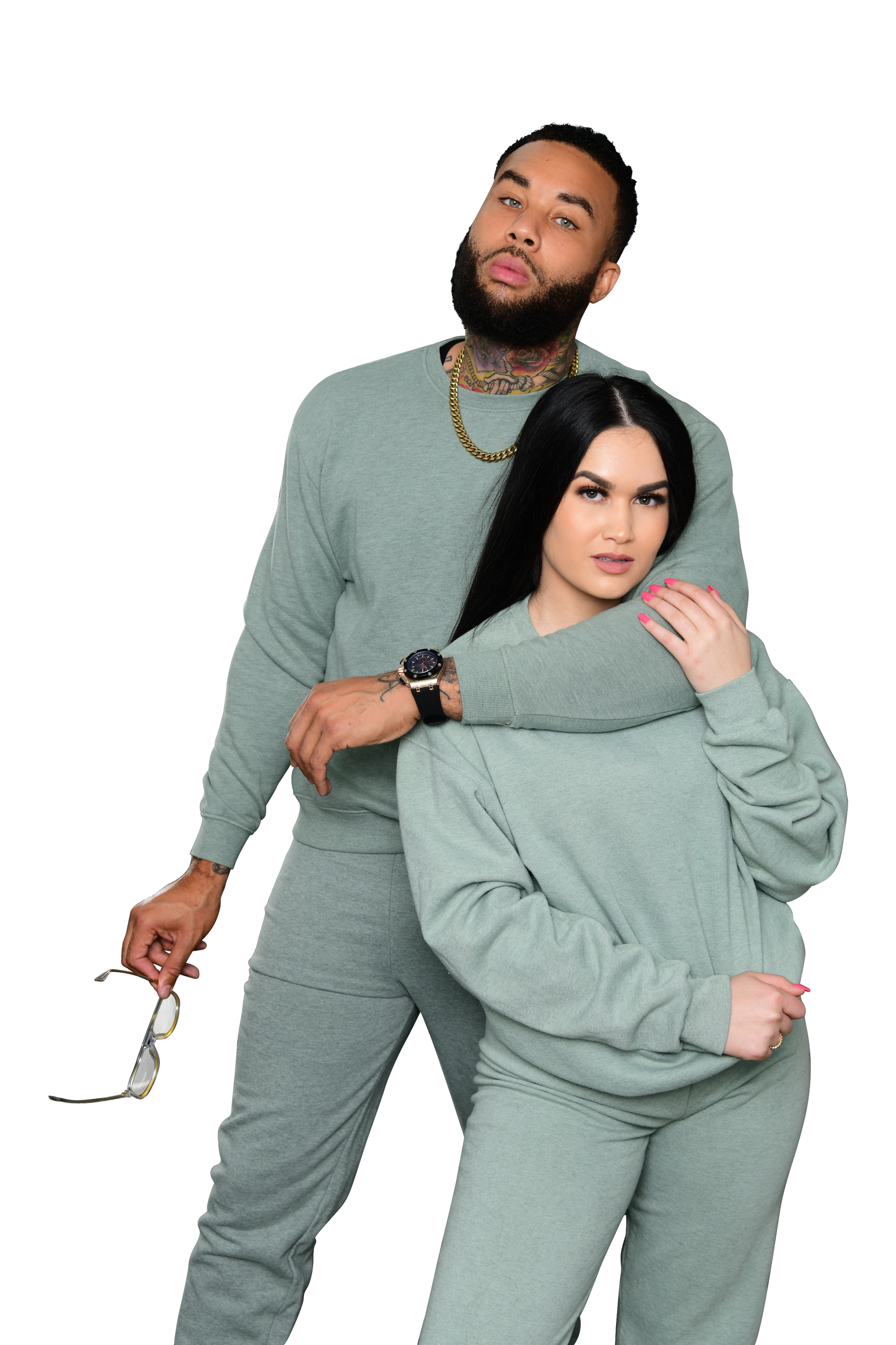 his and hers unisex sweatsuit pistachio mint green - 8586