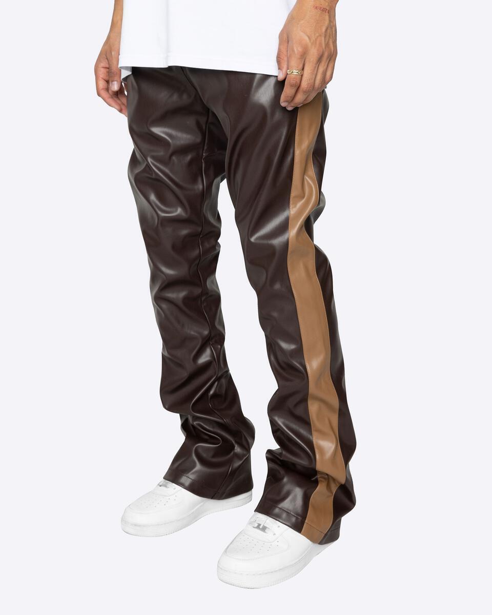 EPTM PLAZA TRACK PANTS FAUX LEATHER - 8586 (BROWN/TAN)