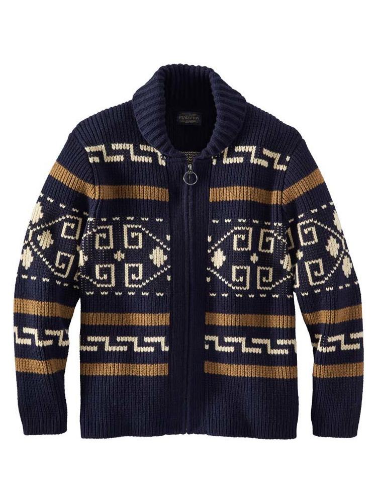 PENDLETON WESTERLEY NAVY BLUE WOOL SWEATER